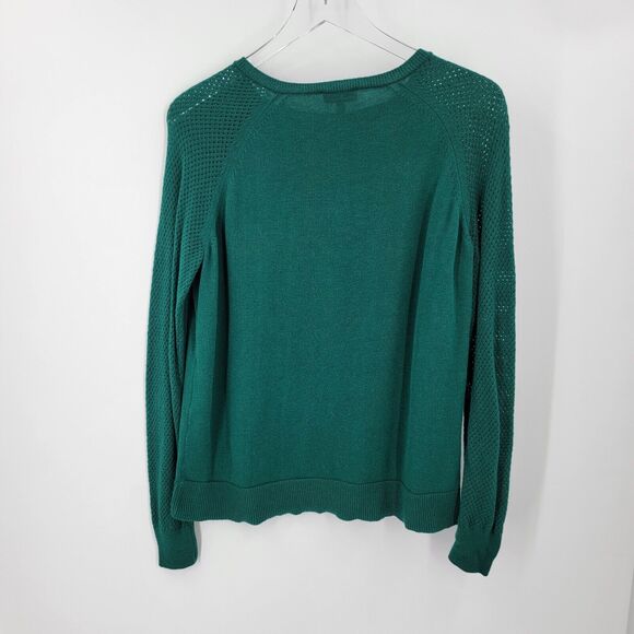 The Limited Sweater Womens Large Green Open Knit Sleeves Gold Button Accents - Picture 6 of 11
